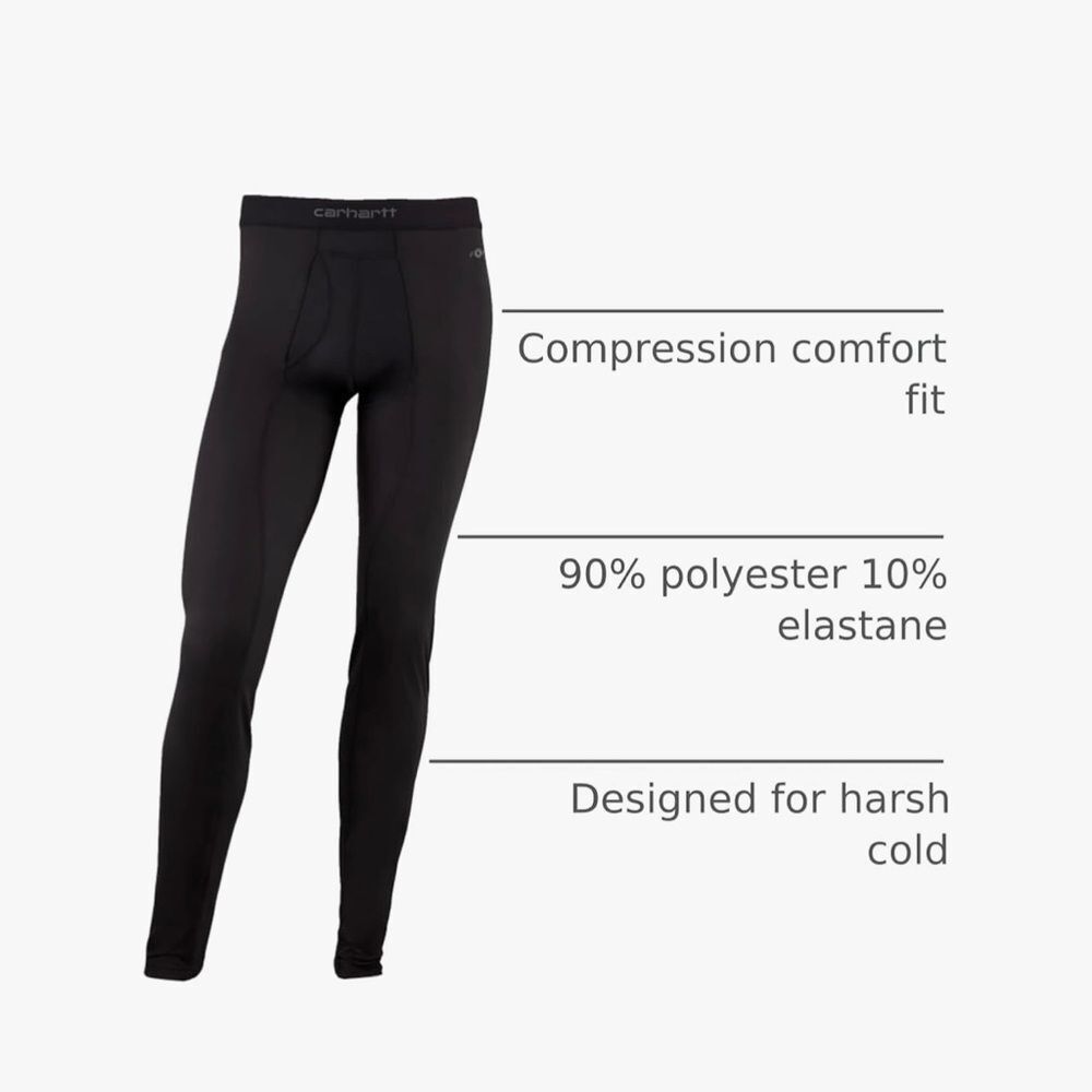 Carhartt men's base layer force heavyweight stretch, pant black size extra large